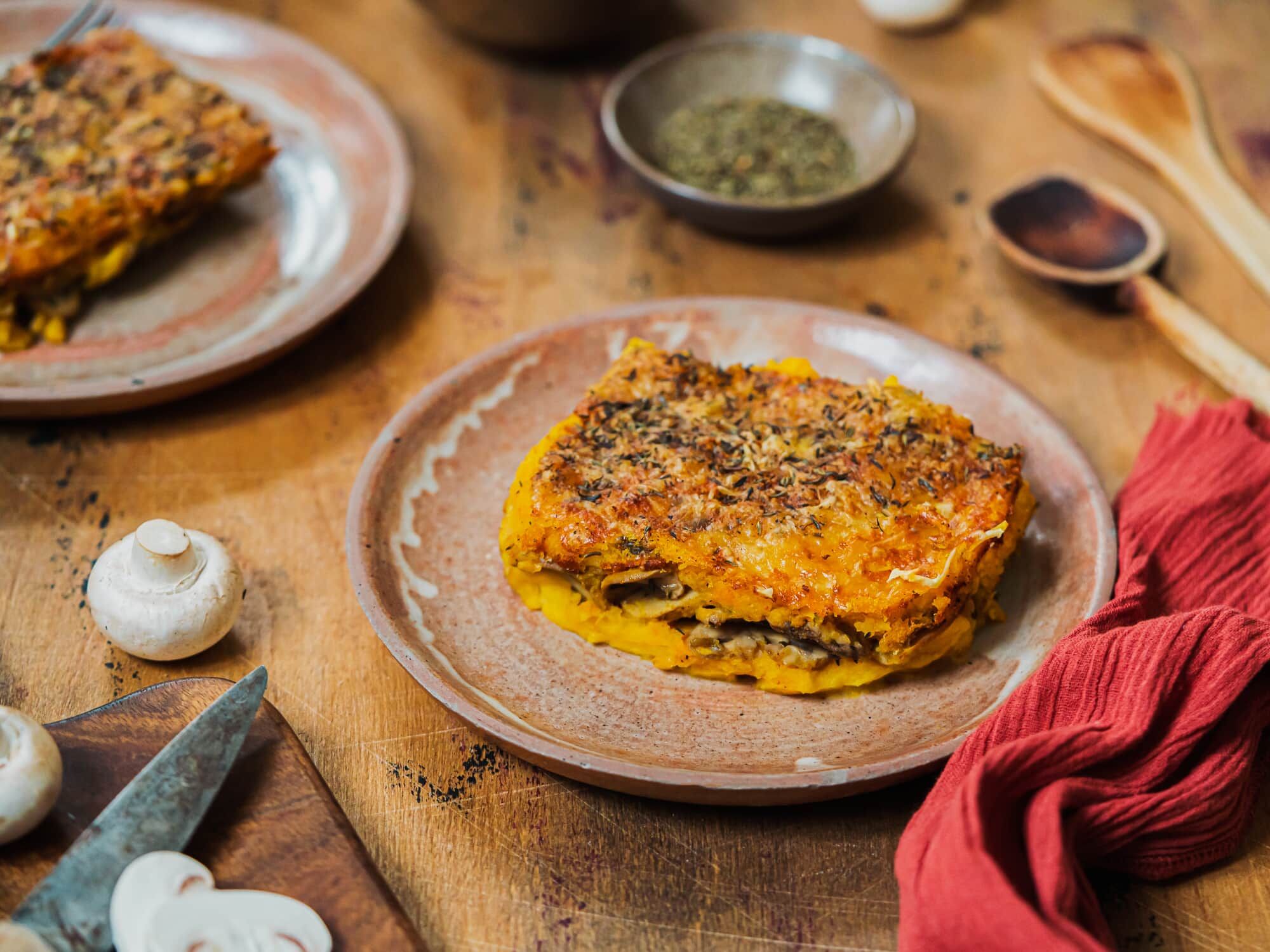 Parmentier de butternut et champignons Parmentier de butternut et champignons